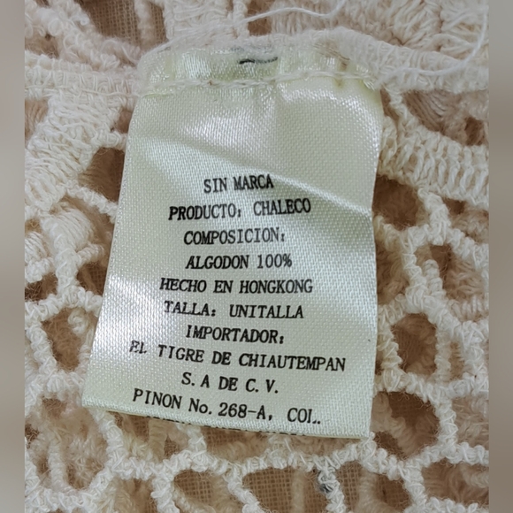 Vintage 90s Women's Crochet Open Knit Cardigan Nature Designs Mexico One Size - Picture 14 of 16
